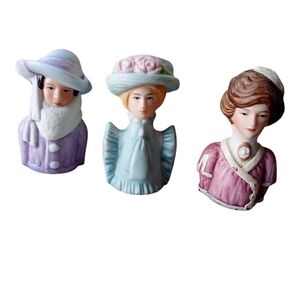Avon porcelain  Lady Head thimbles figurines Set of 3, 1982/1984